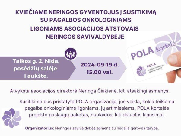 Gyventojus į susitikimą kviečia Pagalbos onkologiniams ligoniams asociacijos atstovai